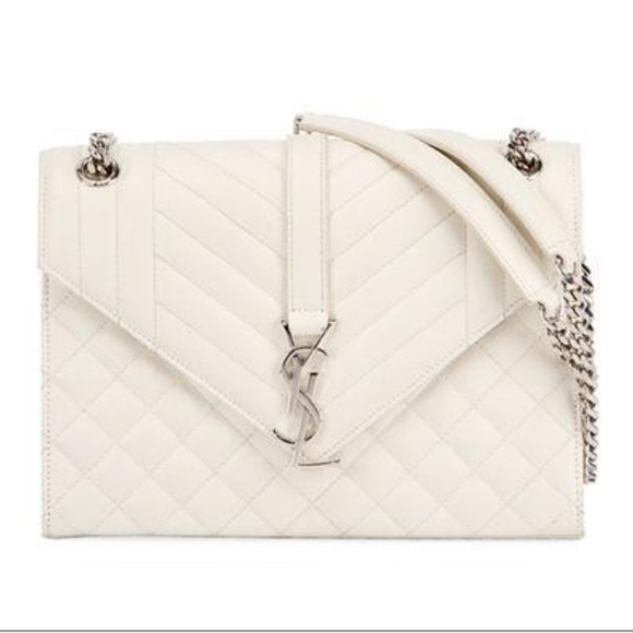 Saint Laurent Handbags - YSL White Medium Monogram Envelope Bag